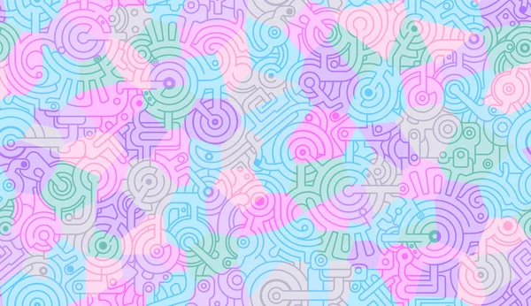 Абстрактний Безшовний Векторний Малюнок Механічний Ізольовані Рожевий Фіолетовий Синій Кольори — стоковий вектор