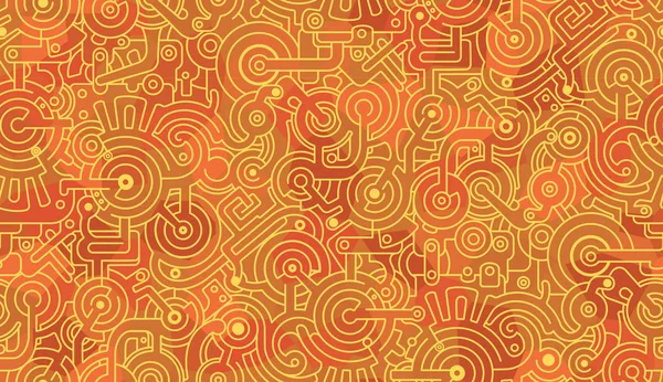 Abstract Seamless Vector Pattern Mechanical Illustration Yellow Red — Stock Photo, Image