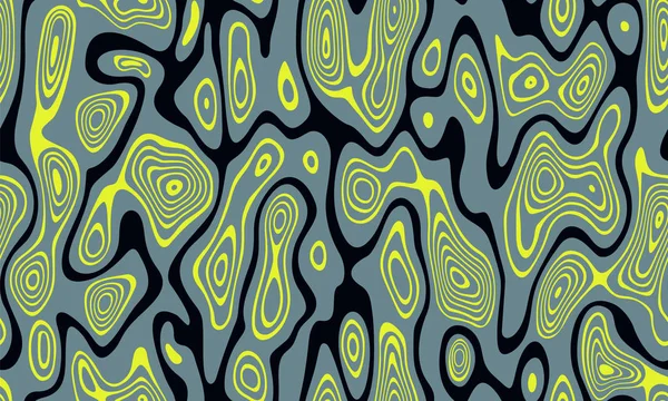 抽象的なシームレスなパターン 布のしわ 水の波紋 ブラック グレー アンド イエロー — ストックベクタ