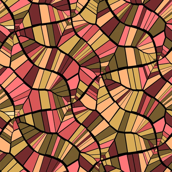 Абстрактный Бесшовный Векторный Шаблон Трещины Линии Полигоны Желтый Красный Бежевый — стоковый вектор