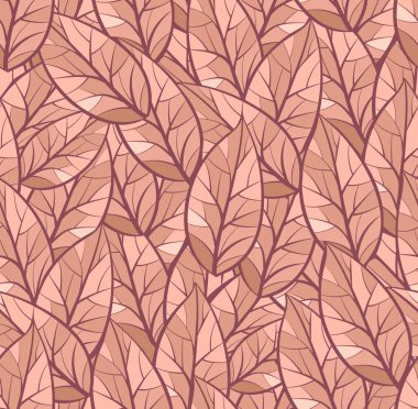 Yaprakların soyut dikişsiz vektör deseni. Sonbahar teması. Kahverengi, bej renkler. Izole