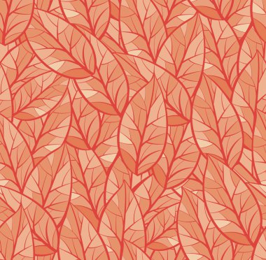 Yaprakların soyut dikişsiz vektör deseni. Arka plan dokusu. Turuncu collor pallette