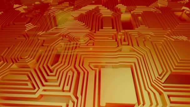 Gerenderte Looping Abstrakte Hintergrundanimation Fliegen Über Panel Von Mikrochips Labyrinth — Stockvideo