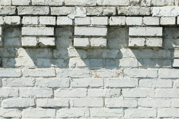 Fragment van een witte bakstenen muur — Stockfoto