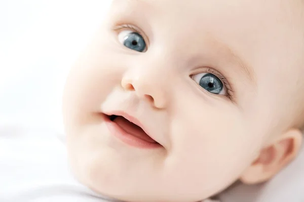 Portrait Happy Baby Bed — Stock Photo, Image