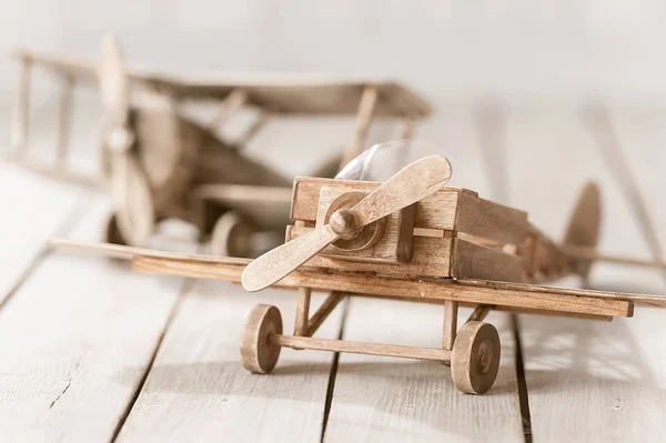 Children's wooden model airplane — Stock Photo, Image