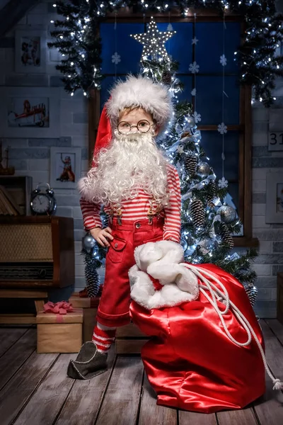 Jeu Enfants Dans Grenier Intérieur Noël Image Père Noël — Photo