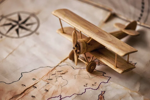 Модель Літака Тлі Старовинної Старовинної Листівки — стокове фото