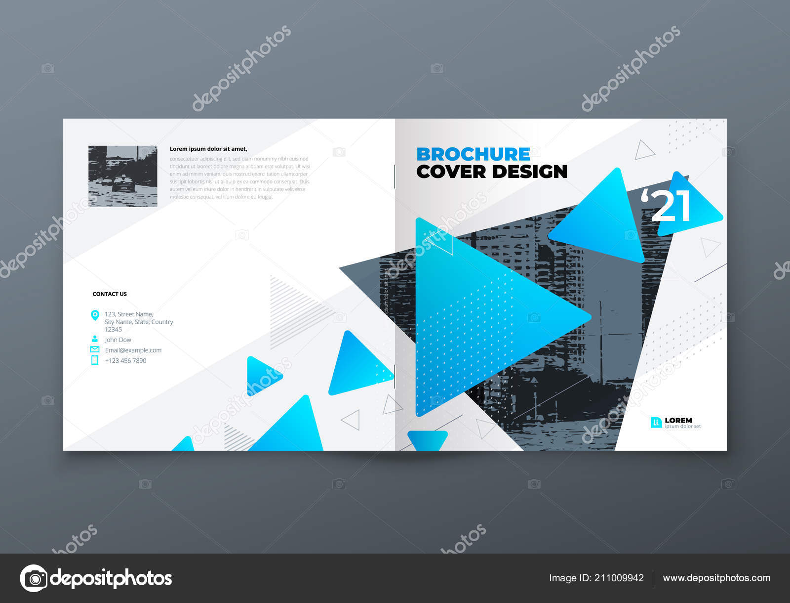 Square Brochure Design Blue Corporate Business Rectangle Template Brochure Report Catalog Magazine Brochure Layout Modern Memphis Abstract Background Vector Concept Stock Vector C Greatbergens 211009942