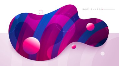 Düz sıvı renk soyut geometrik şekil. Minimal afiş, logo, sosyal sonrası için Sıvı gradyan elemanları. Fütüristik trendy dinamik unsurlar. Soyut arka plan. Eps10 vektörü.