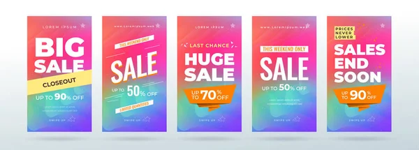 Satz dynamischer moderner Fluid-Sale-Banner für den Verkauf von Social-Media-Geschichten, Webseiten, Mobiltelefone. Verkauf Banner Vorlage Design Sonderangebot Set. — Stockvektor