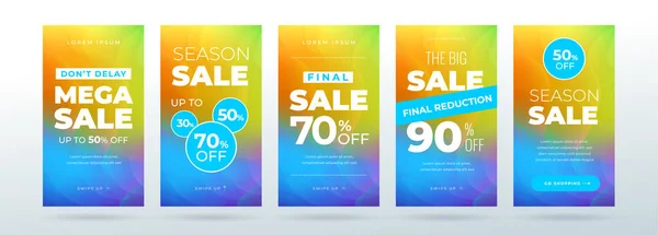 Set of dynamic modern fluid sale banners for social media stories sale, web page, mobile phone. Sale banner template design special offer set. — Stock Vector