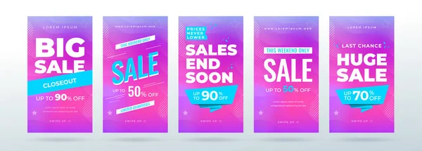 Satz dynamischer moderner Fluid-Sale-Banner für den Verkauf von Social-Media-Geschichten, Webseiten, Mobiltelefone. Verkauf Banner Vorlage Design Sonderangebot Set. — Stockvektor