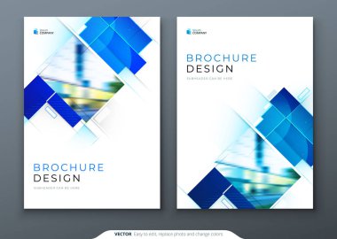 Broşür şablon düzeni tasarımı. Kurumsal iş yıllık raporu, katalog, dergi, el ilanı mockup. Kare şekilli yaratıcı modern parlak konsept