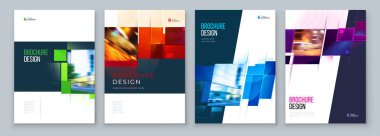 Broşür Kapağı Şablon Düzeni Tasarımı kümesi. Kurumsal iş yıllık raporu, katalog, dergi, el ilanı mockup. Kare şekilli yaratıcı modern parlak konsept