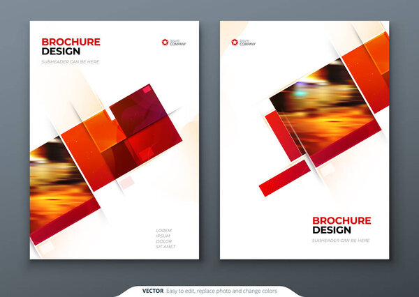 Дизайн шаблона брошюры. Годовой корпоративный бизнес-отчет, каталог, журнал, макет флаера. Творческая современная яркая концепция с квадратными формами
