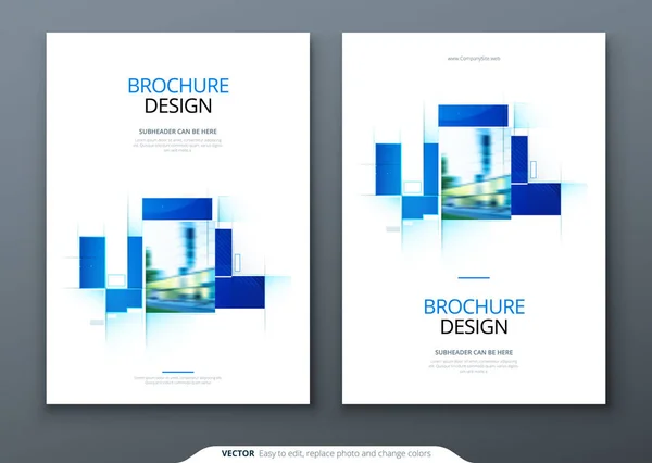 Modèle de brochure schéma de mise en page. Rapport annuel d'entreprise, catalogue, magazine, maquette de prospectus. Concept lumineux moderne créatif avec des formes carrées — Image vectorielle