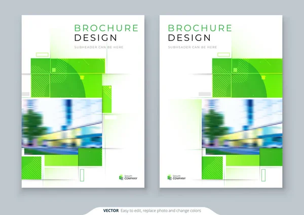 Grön broschyr täcker Malllayout design. Corporate Business årsredovisning, katalog, Magazine, Flyer mockup. Creative modern Bright Eco Concept med kvadratisk form — Stock vektor