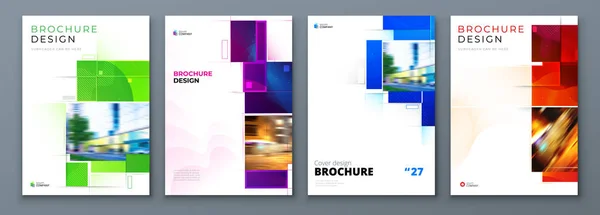 Set di Brochure Cover Template Layout Design. Relazione annuale sull'attività aziendale, catalogo, rivista, modello di volantino. Concetto luminoso moderno creativo con forma quadrata — Vettoriale Stock