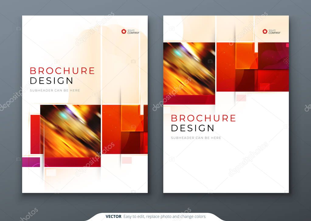Brochure template layout design. Corporate business annual report, catalog, magazine, flyer mockup. Creative modern bright concept with square shapes