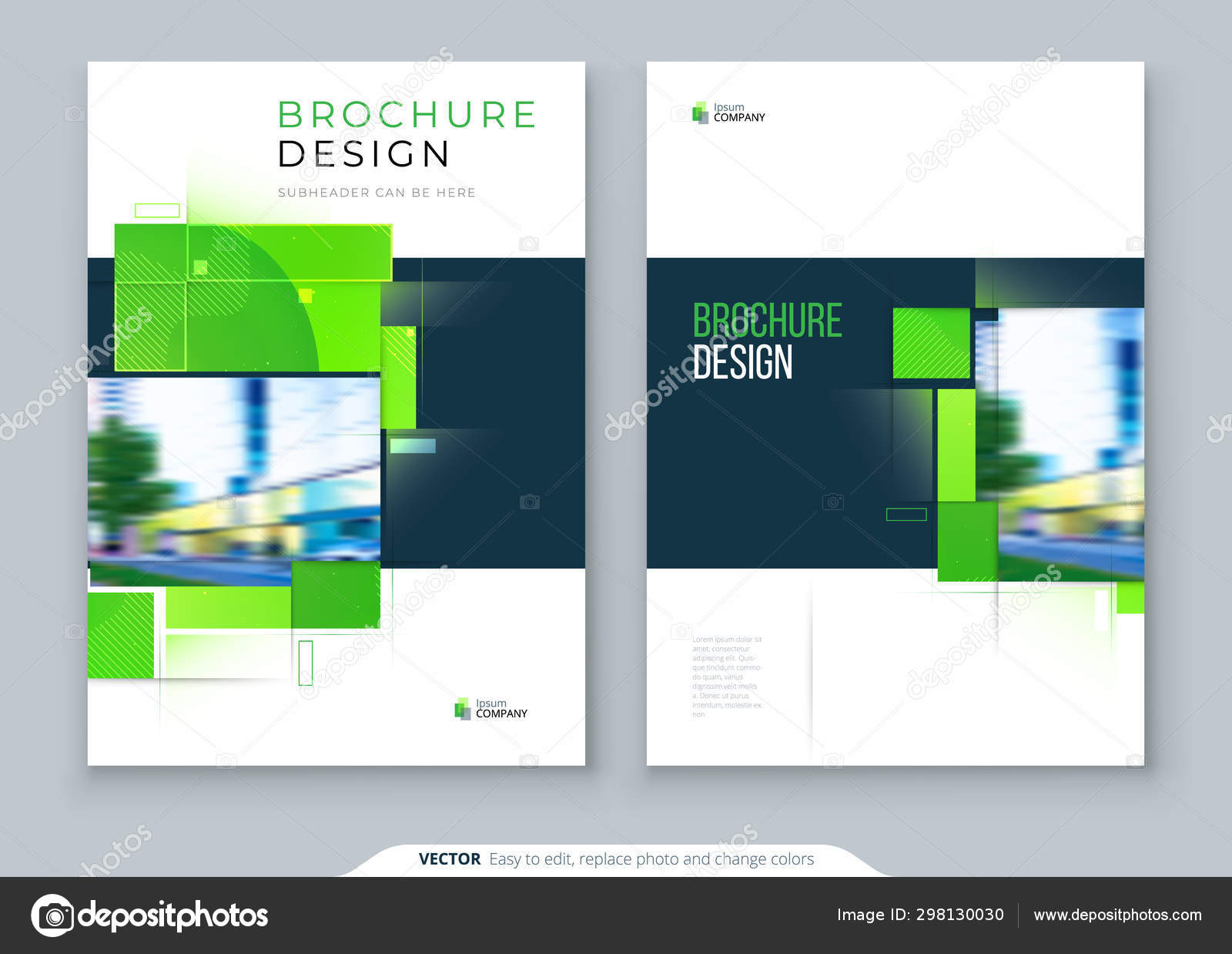 Download Green Brochure Cover Template Layout Design Corporate Business Annual Report Catalog Magazine Flyer Mockup Creative Modern Bright Eco Concept With Square Shape Stock Vector C Greatbergens 298130030 PSD Mockup Templates