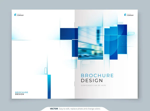 Design Des Blauen Einband Layouts Corporate Business Horizontale Broschüre Geschäftsbericht — Stockvektor