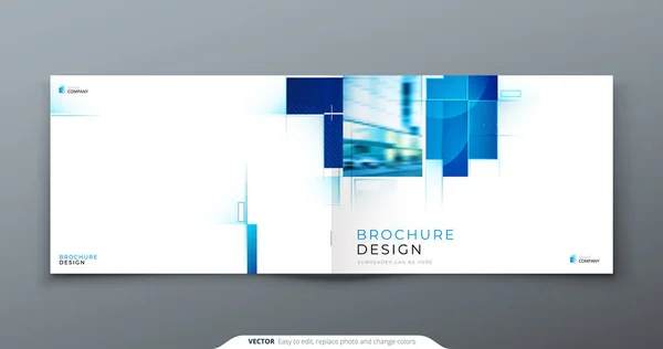 Modèle Couverture Horizontale Bleue Conception Mise Page Corporate Business Horizontal — Image vectorielle