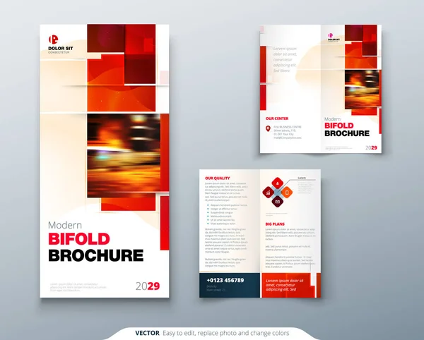 Fold Brochure Ontwerp Met Vierkante Vormen Bedrijfssjabloon Voor Fold Flyer — Stockvector
