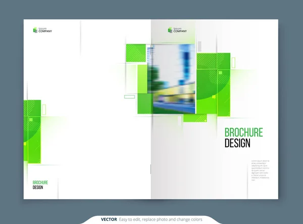 Grön broschyr täcker Malllayout design. Corporate Business årsredovisning, katalog, Magazine, Flyer mockup. Creative modern Bright Eco Concept med kvadratisk form — Stock vektor