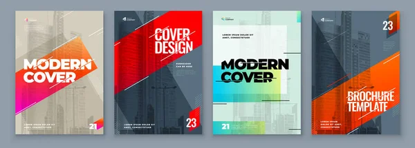 Conjunto de Brochura Design Cover Template para Brochura, Catálogo, Layout com formas de cor. Brochura de ilustração vetorial moderna Conceito em cores escuras — Vetor de Stock