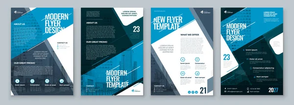 Flyer Design Set. Blue Modern Flyer achtergrond ontwerp. Template lay-out voor Flyer. Concept met Dynamic Line Shapes. Vectorachtergrond. — Stockvector