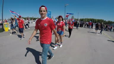 Samara, Rusya - 06.17.2018: Kosta Rika futbol fanlar (Fifa Dünya Kupası 2018) Maç Kosta Rika Vs Sırbistan