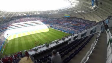 Samara, Rusya - 06.17.2018: Kosta Rika futbol fanlar (Fifa Dünya Kupası 2018) Maç Kosta Rika Vs Sırbistan