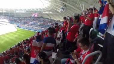 Samara, Rusya - 06.17.2018: Kosta Rika futbol fanlar (Fifa Dünya Kupası 2018) Maç Kosta Rika Vs Sırbistan