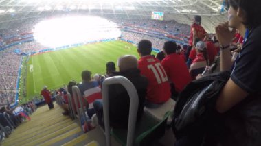 Samara, Rusya - 06.17.2018: Kosta Rika futbol fanlar (Fifa Dünya Kupası 2018) Maç Kosta Rika Vs Sırbistan