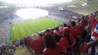 Samara, Rusya - 06.17.2018: Kosta Rika futbol fanlar (Fifa Dünya Kupası 2018) Maç Kosta Rika Vs Sırbistan