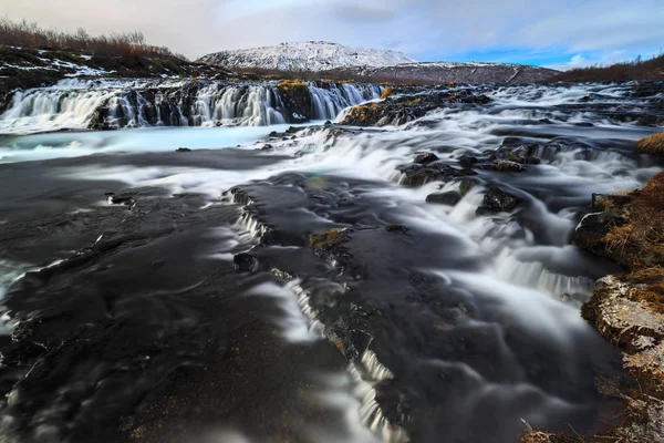 Larga Exposición Cascada Bruarfoss Invierno Islandia —  Fotos de Stock