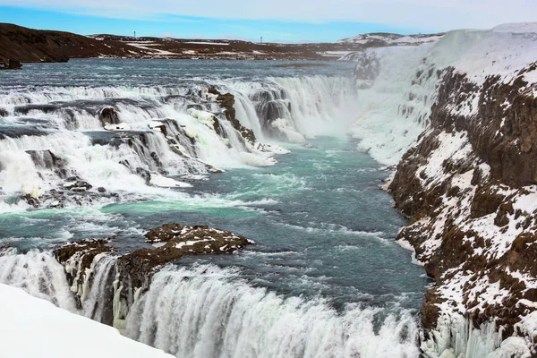 Καταρράκτης Gullfoss Χειμώνα Ισλανδία — Φωτογραφία Αρχείου