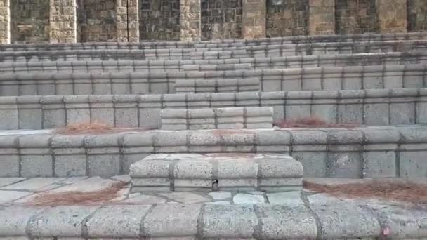 The ruins of old city debris of Turkish amphitheater. Archaeological Attraction. Ancient city Hierapolis near Marmaris in Turkey — Stock Video