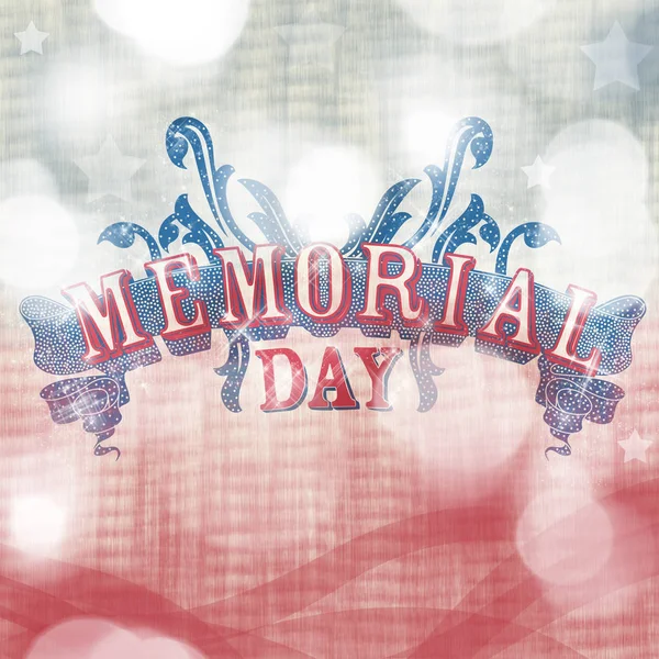 Retro Illustration Memorial Day Red Blue Grunge Background Bokeh Effect — Stock Photo, Image