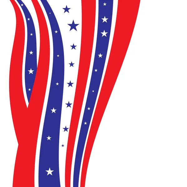 An abstract american patriotic illustration of vertical stripes and stars in red and blue on an isolated white background