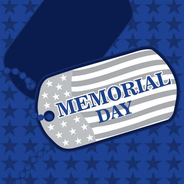 Memorial Day Text Tags Stars Stripes Blue Background — Stock Photo, Image