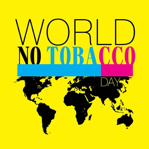 Dünya Hayır Tütün Günü Sarı Posterinde Dünya Haritası Siyah Ile — Stok fotoğraf