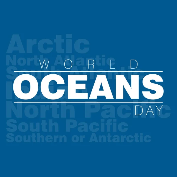 An abstract illustration for World Oceans day with the names of the five oceans