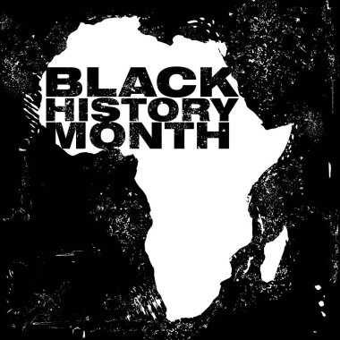 Bir grunge tarzı siyah arka plan siyah tarih ay metinde ile Afrika kıtasında soyut bir örnek