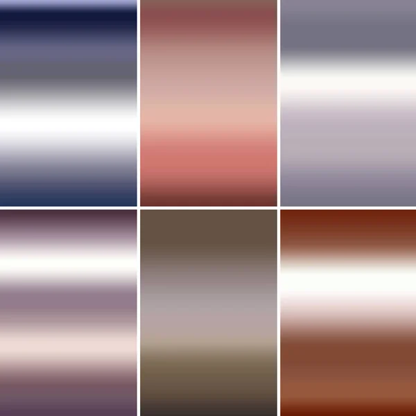 Six Abstract Metallic Gradients Silver Chrome Rose Gold Copper Titanium — Stock Photo, Image