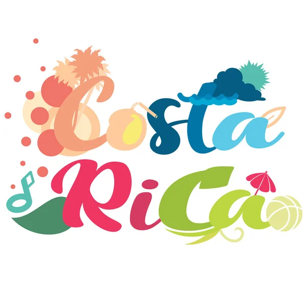 Enkla Abstrakt Design Costa Rica Typografi Vit Isolerade Bakgrund — Stock vektor