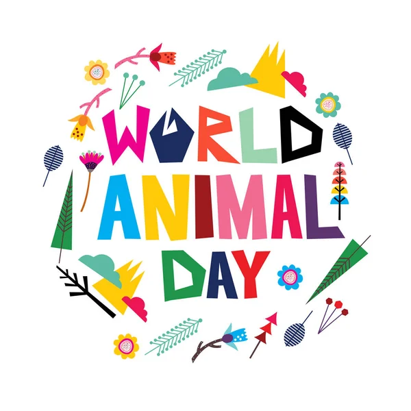 Abstract Vector Illustration World Animal Day White Isolated Background — Stock Vector