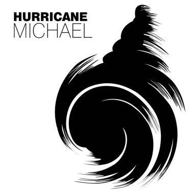 Büyük kalın siyah konturlar izole bir beyaz arka plan üzerinde kasırga Michael fırça stil tasarım