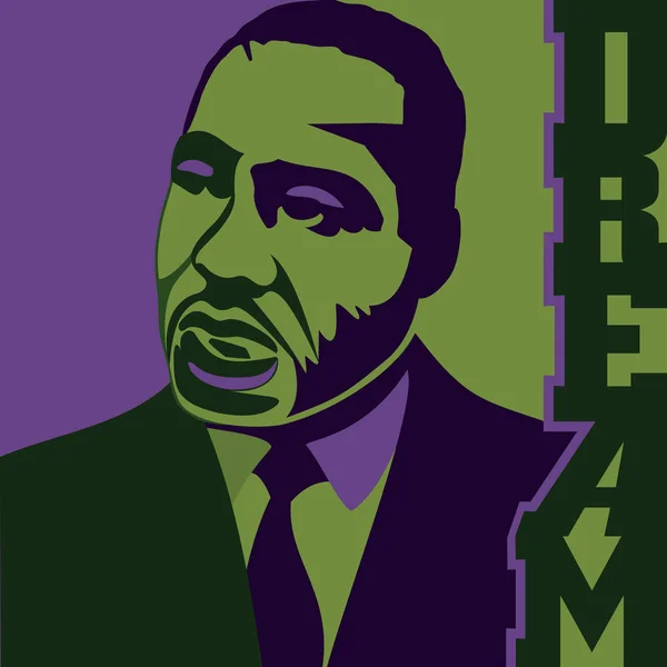 Een Vectorillustratie Van Martin Luther King Een Paarse Groene Kleur — Stockvector